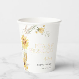 Petals & Prosecco Boho Sunflower Bridal Shower Pappbecher