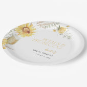 Petals & Prosecco Boho Sunflower Bridal Shower Pappteller (Schrägansicht)