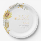 Petals & Prosecco Boho Sunflower Bridal Shower Pappteller (Vorderseite)