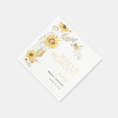 Petals & Prosecco Boho Sunflower Bridal Shower Serviette (Ecke)