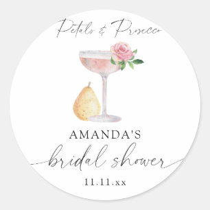 Petals & Prosecco - Brautdusche Runder Aufkleber