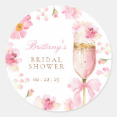 Petals Prosecco Brautparty-Aufkleber Runder Aufkleber (Vorderseite)