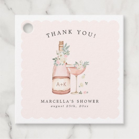 Petals & Prosecco Brautparty Bachelorette Geschenkanhänger (Vorderseite)