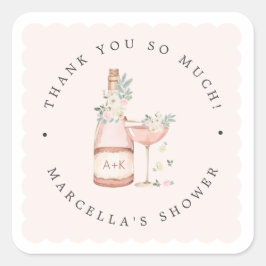 Petals & Prosecco Brautparty Bachelorette Quadratischer Aufkleber