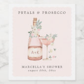 Petals & Prosecco Brautparty Bachelorette Weinetikett (Einzelnes Label)