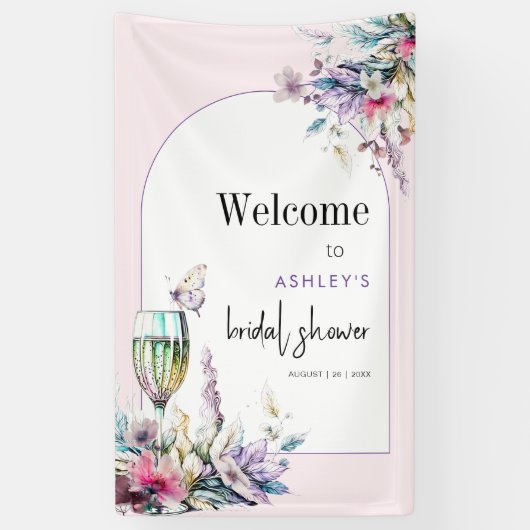 Petals & Prosecco Brautparty Banner (Vertikal)