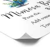 Petals & Prosecco Brautparty Blue Blume Bar Poster (Ecke)