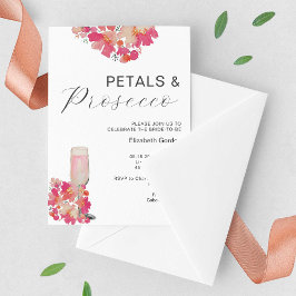 Petals & Prosecco Brautparty Blumenrosa Chic Einladung