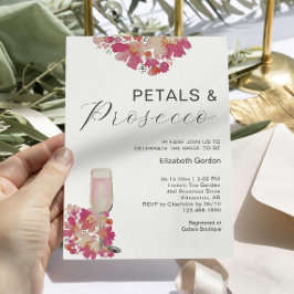 Petals & Prosecco Brautparty Blumenrosa Chic Einladung