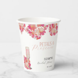 Petals & Prosecco Brautparty Blumenrosa Pappbecher