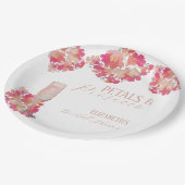 Petals & Prosecco Brautparty Blumenrosa Pappteller (Schrägansicht)