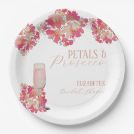 Petals & Prosecco Brautparty Blumenrosa Pappteller