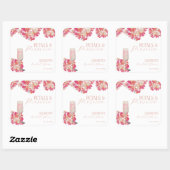Petals & Prosecco Brautparty Blumenrosa Quadratischer Aufkleber (Blatt)