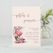 Petals & Prosecco Brautparty Boho Mauve Einladung (Stehend Vorderseite)