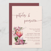 Petals & Prosecco Brautparty Boho Mauve Einladung (Vorne/Hinten)