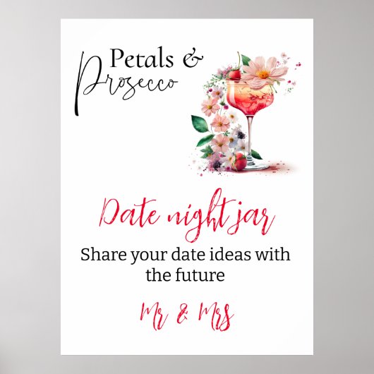 Petals Prosecco Brautparty Brunch Datum Poster (Vorne)