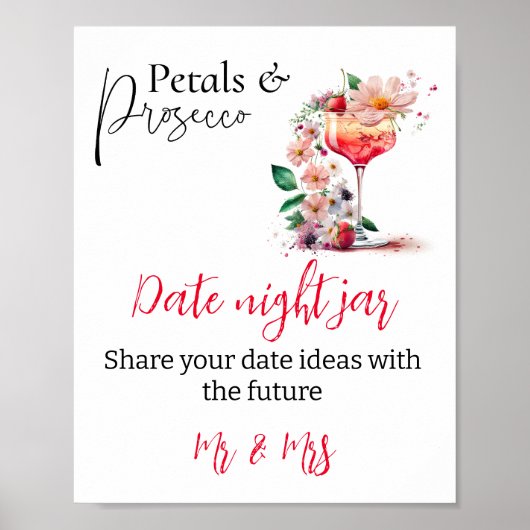 Petals Prosecco Brautparty Brunch Datum Poster (Vorne)