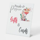 Petals Prosecco Brautparty Brunch Geschenke Sockelschild (Vorderseite)
