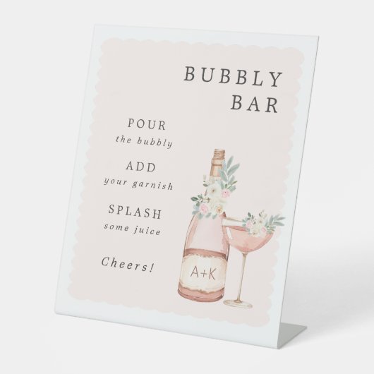Petals & Prosecco Brautparty Bubbly Bar Sockelschild (Vorderseite)