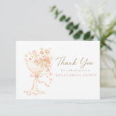 Petals & Prosecco Brautparty Dankeskarte (Stehend Vorderseite)