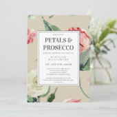 Petals Prosecco Brautparty Einladung (Stehend Vorderseite)