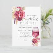 Petals & Prosecco Brautparty Einladung (Stehend Vorderseite)