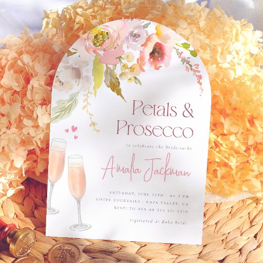 Petals & Prosecco Brautparty Einladung