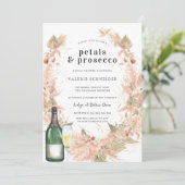 Petals & Prosecco | Brautparty "Floral Champagne" Einladung (Stehend Vorderseite)