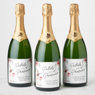 Petals & Prosecco Brautparty - Funkelndes Weinlabo Schaumweinetikett