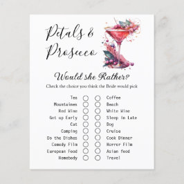 Petals & Prosecco Brautparty Game Card