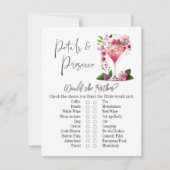 Petals & Prosecco Brautparty Game Card Einladung (Vorderseite)