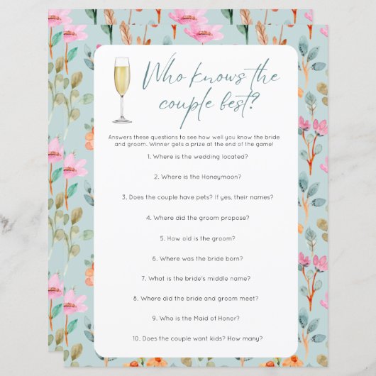 Petals & Prosecco Brautparty Games (Vorne/Hinten)