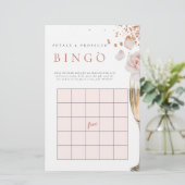 Petals & Prosecco Brautparty Geschenk Bingo Spiel Briefpapier (Stehend Vorderseite)