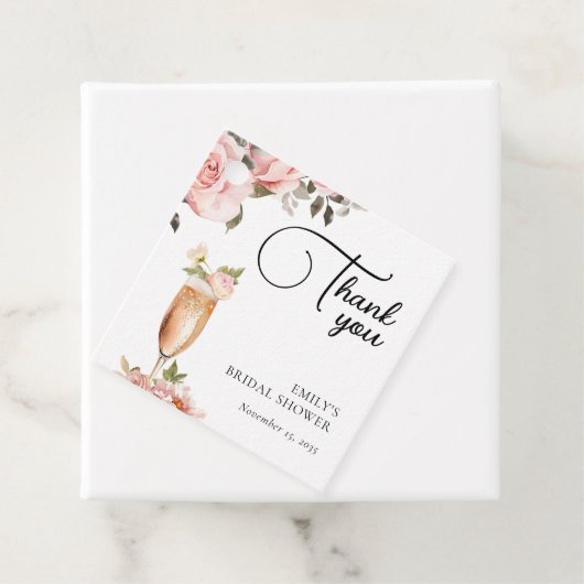 Petals & Prosecco Brautparty Geschenkanhänger (Beispiel)