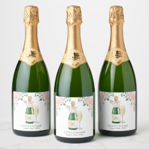 Petals & Prosecco Brautparty Geschenketiketten Schaumweinetikett
