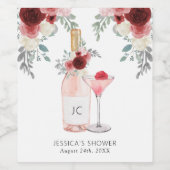 Petals & Prosecco Brautparty Geschenketiketten Weinetikett (Einzelnes Label)