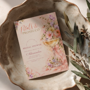Petals & Prosecco Brautparty-Glas mit Blumen Einladung