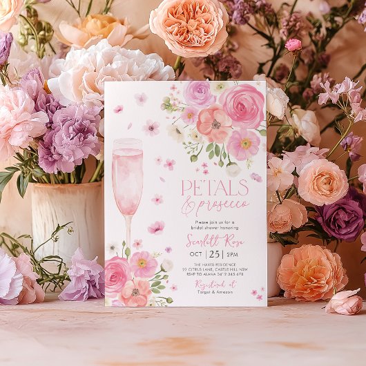 Petals Prosecco Brautparty Liebe in Bloom Lila Einladung
