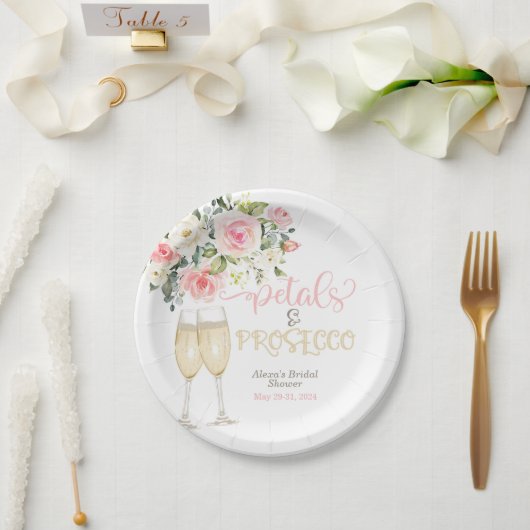 Petals & Prosecco Brautparty Pappteller (Hochzeit)