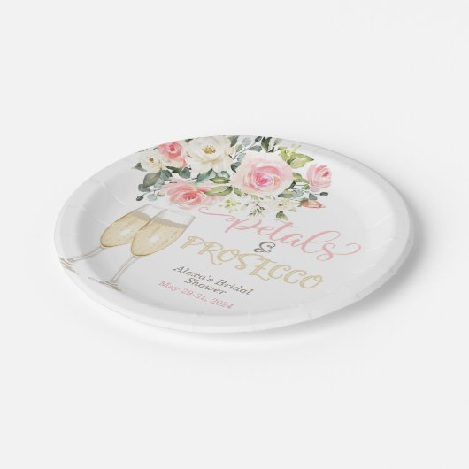 Petals & Prosecco Brautparty Pappteller (Schrägansicht)