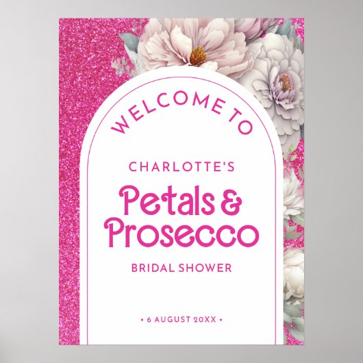 Petals & Prosecco Brautparty Poster (Vorne)
