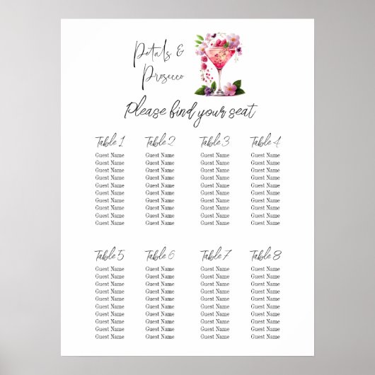 Petals & Prosecco Brautparty Poster (Vorne)