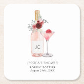 Petals & Prosecco Brautparty Rechteckiger Pappuntersetzer (Vorderseite)