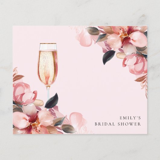 Petals & Prosecco Brautparty Rezept Karte (Rückseite)