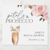 Petals & Prosecco Brautparty Schaumweinetikett (Einzelnes Label)