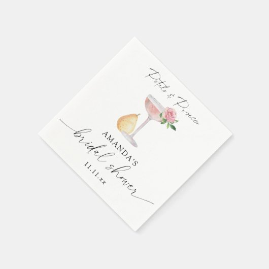 Petals & Prosecco - Brautparty Serviette (Ecke)