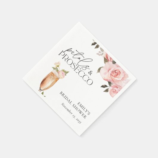 Petals & Prosecco Brautparty Serviette (Ecke)