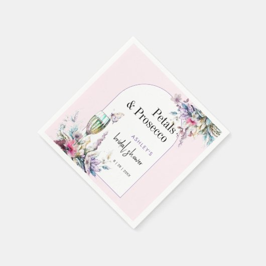 Petals & Prosecco Brautparty Serviette (Ecke)