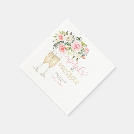 Petals & Prosecco Brautparty Serviette (Ecke)