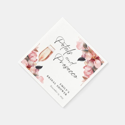 Petals & Prosecco Brautparty Serviette (Ecke)